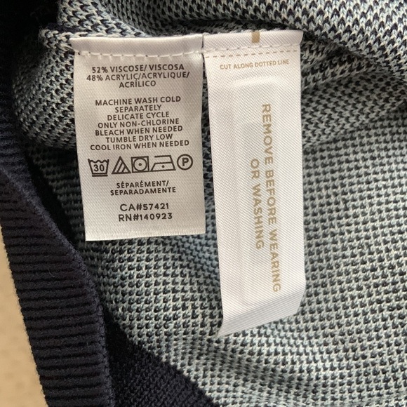 LOFT Navy Floral Scallop Neck Sweater - Picture 9 of 9